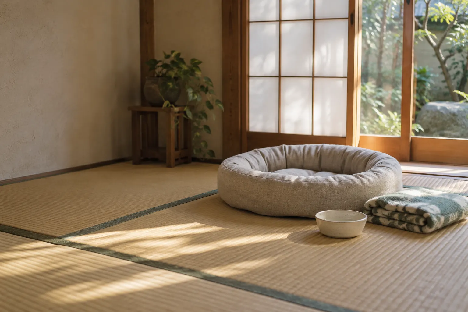 朝の光がさしこむ、まだ誰もいない部屋(イメージ)