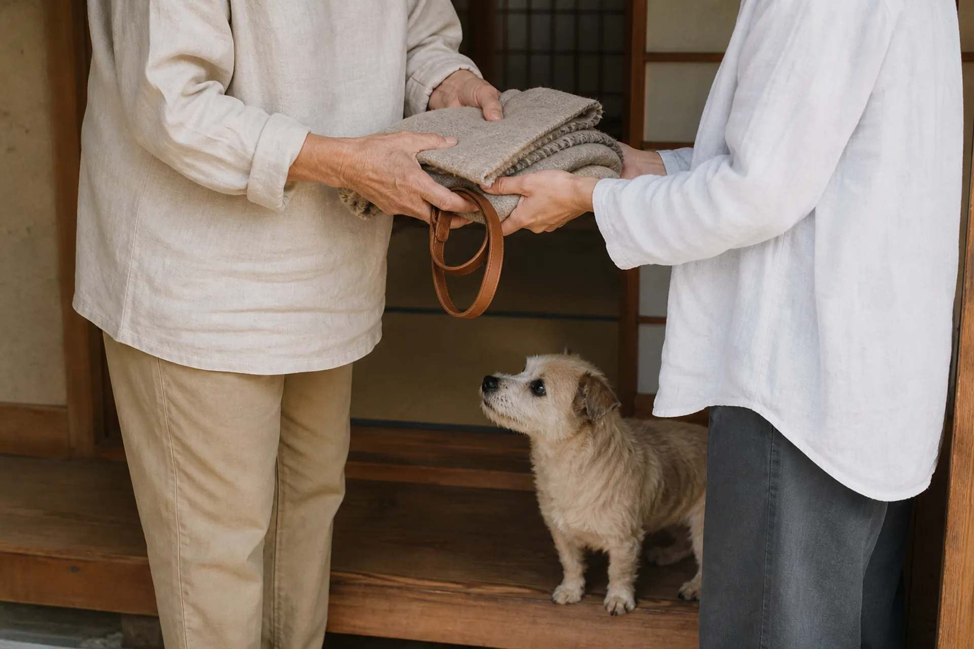日の暮れた犬舎の窓に、あかりがひとつ(イメージ)
